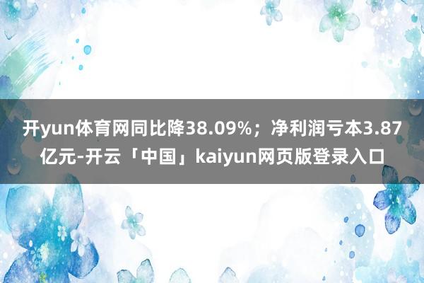 开yun体育网同比降38.09%；净利润亏本3.87亿元-开云「中国」kaiyun网页版登录入口