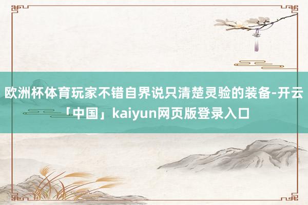 欧洲杯体育玩家不错自界说只清楚灵验的装备-开云「中国」kaiyun网页版登录入口