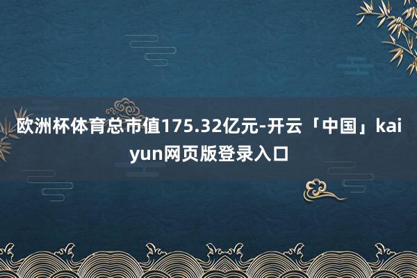 欧洲杯体育总市值175.32亿元-开云「中国」kaiyun网页版登录入口
